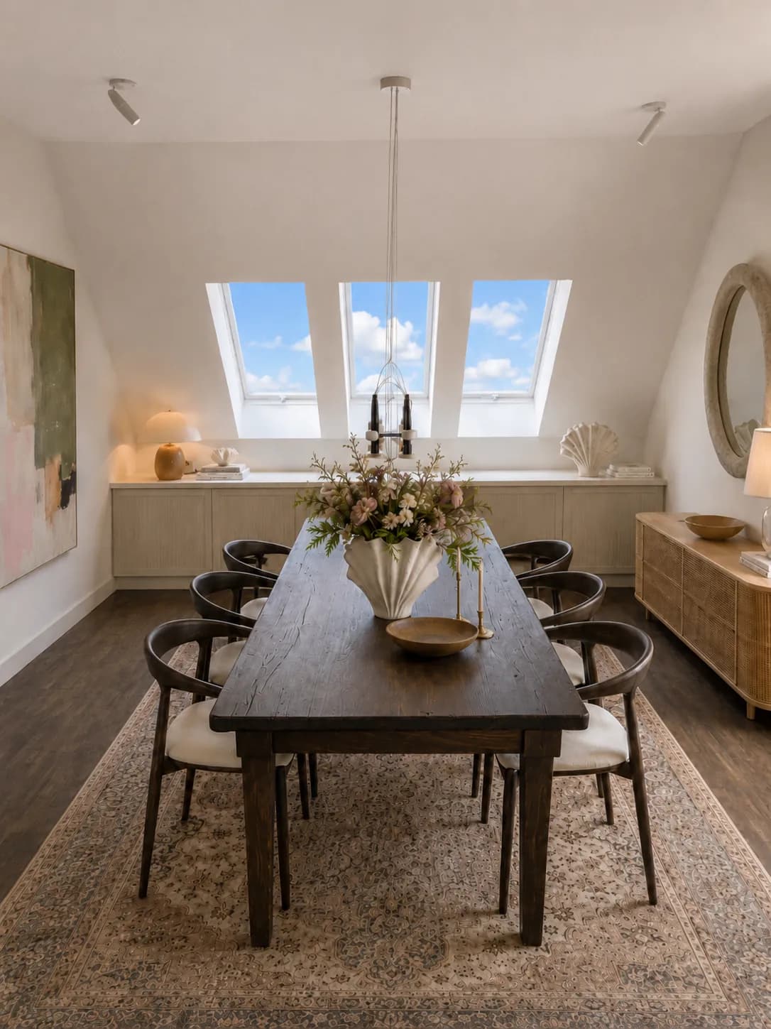 Ess Tisch mit Stühlen in einem modernen Esszimmer